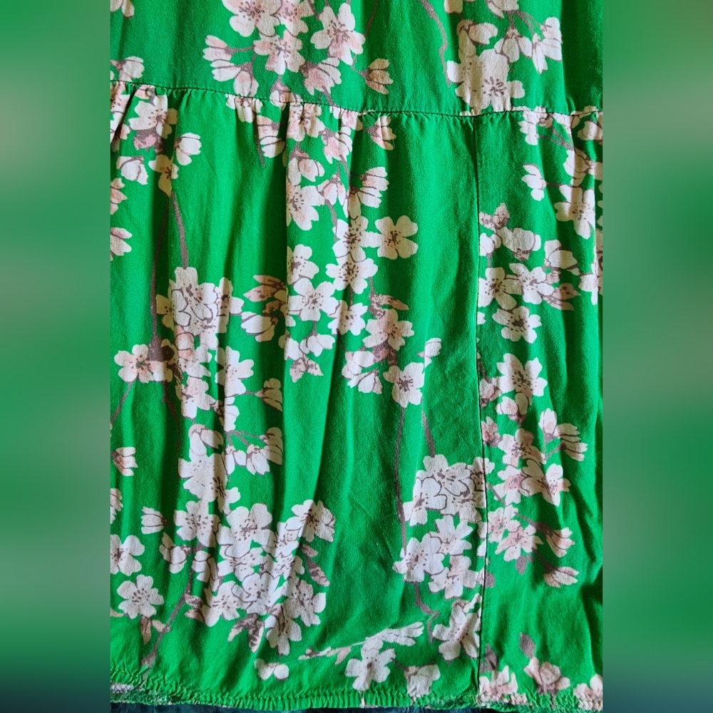 Banditas from Marseille Dopamine Art Maximalist Bright Green Floral dress sz M - Picture 4 of 10
